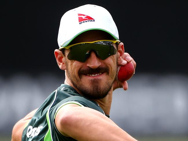 CANTERBURY, ENGLAND - JUNE 24: Australia's Mitchell Starc in action during the Australia Nets Session at The Spitfire Ground, St Lawrence on June 24, 2015 in Canterbury, England. (Photo by Charlie Crowhurst/Getty Images)