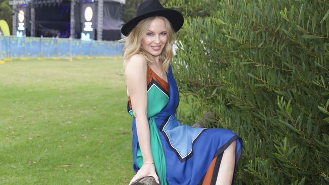 Kylie Minogue in Mallacoota on Saturday. Picture: Mushroom Group