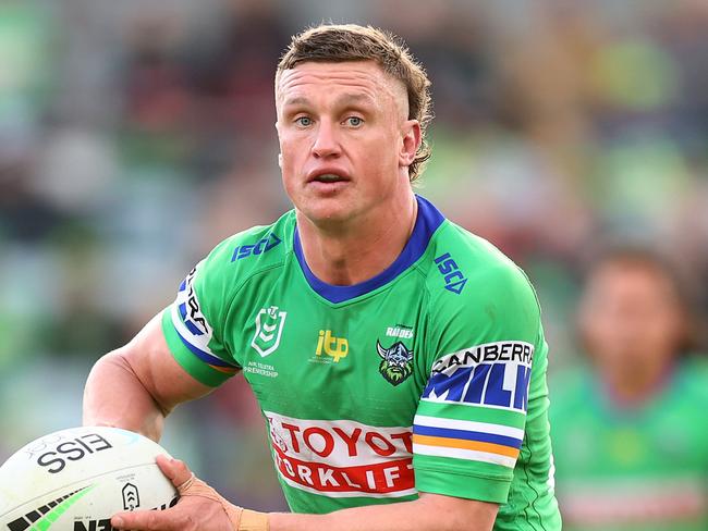 CANBERRA, AUSTRALIA - JULY 23: Jack Wighton of the Raiders in action during the round 19 NRL match between the Canberra Raiders and the New Zealand Warriors at GIO Stadium, on July 23, 2022, in Canberra, Australia. (Photo by Mark Nolan/Getty Images)