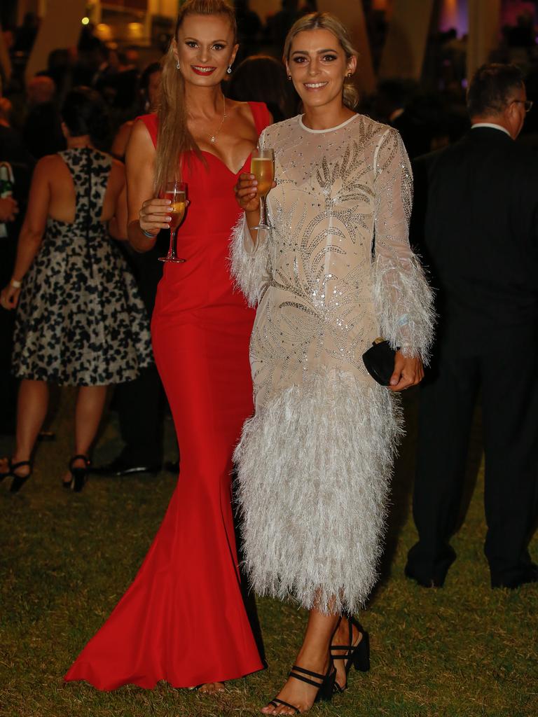 Jolanta Jones and Karlie Clausen at the Great Northern Darwin Cup Gala Ball at Mindil Beach Casino Resort. Picture GLENN CAMPBELL