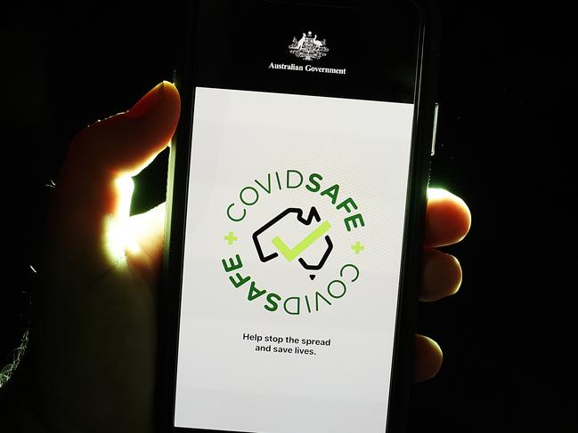 An iPhone device displays the CovidSafe app released by the Australian government on Tuesday, April 29, 2019. The app traces every person running the app who has been in contact with other app users who has tested positive for coronavirus in the previous few weeks. The automation of coronavirus contact tracing seeks to allow the easing of restrictions in Australia. (AAP Image/Dave Hunt) NO ARCHIVING