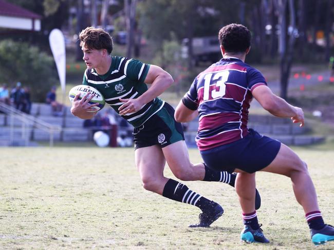 BBC centre Jack Howarth in action against TSS during their GPS Rugby clash.Photograph : Jason O'Brien