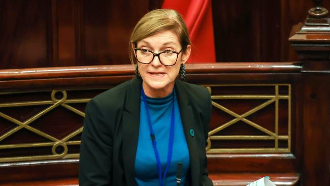 Fiona Patten of the Reason Party asks a question in the Victorian Upper House. Picture: Ian Currie