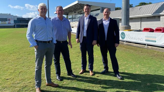 Rob Crow, Barry O'Rourke, Matt Johnson and Mark Dempsey of Turner and Townsend at Browne Park.