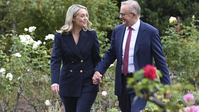 Anthony Albanese proposed to Jodie Haydon on Valentine’s day this year. Picture: NewsWire / Martin Ollman