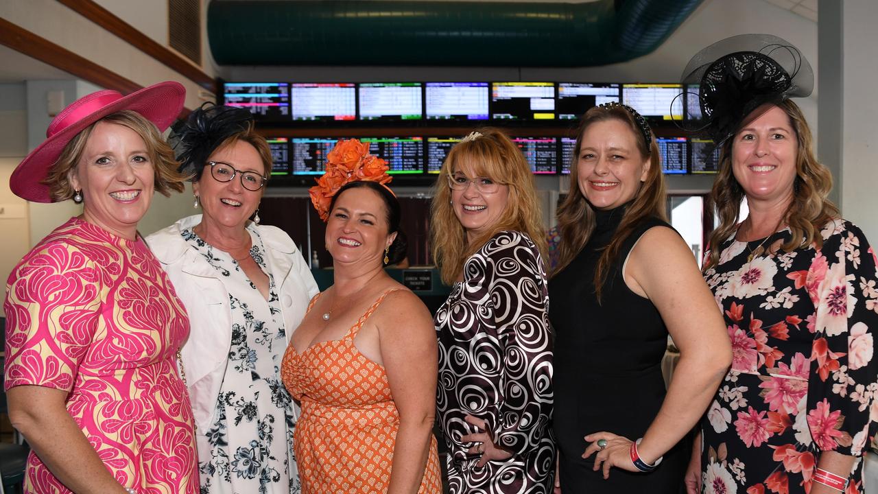 Wendy Fanning, Fiona Walker, Kerrylee Pike, Kathryn Burnes, Andrea Rice and Tracy McKay at Darwin Ladies Day. Picture: (A)manda Parkinson