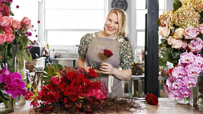 DAILY TELEGRAPH - 5.2.25Owner and florist at Twig and Vine in Summer Hill, Linda Jamieson, pictured at work today getting ready for Valentines Day. Picture: Sam Ruttyn