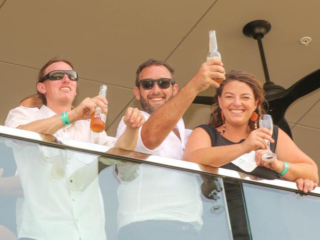 Happy punters at the 2021 Darwin Cup Carnival Derby Day. Picture: Glenn Campbell
