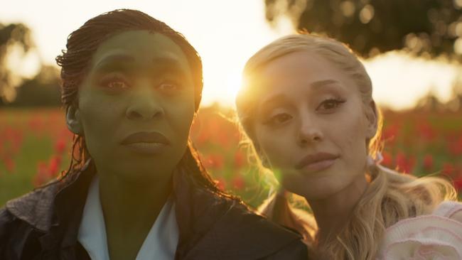 Cynthia Erivo is Elphaba and Ariana Granda is Glinda in Wicked.