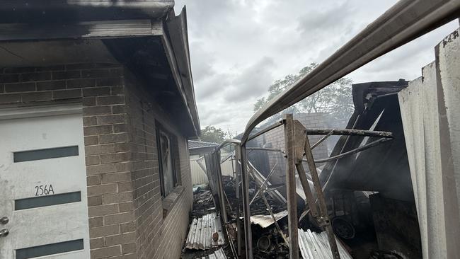 Fire engulfed a granny flat and two cars at Berala on Thursday morning. Picture: Fire and Rescue NSW