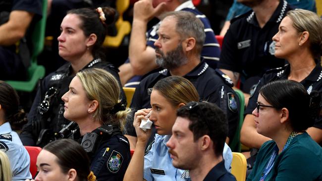 Police memorial serive fro Constable Rachel McCrow and Constable Matthew Arnold at the Townsville Stadium. Picture: Evan Morgan