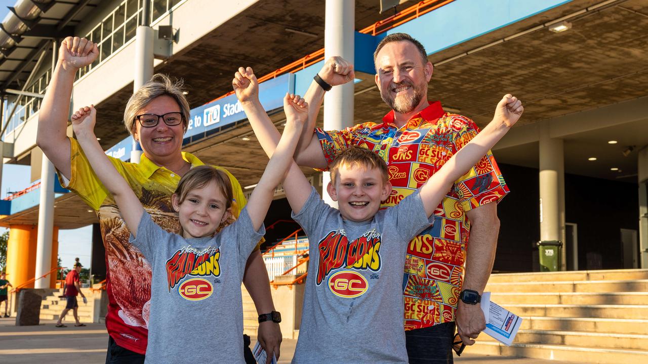 Pam Franklin, Jeremy Little, Livy Little and Jayden Little at the Gold Coast Suns v Western Bulldogs 2025 AFL match at TIO Stadium. Picture: Pema Tamang Pakhrin