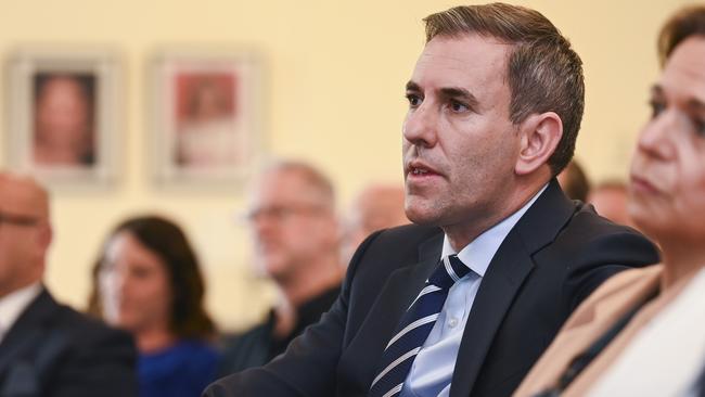 Federal Treasurer Jim Chalmers during Prime Minister Anthony Albanese’s addresses to the Labor caucus at Parliament House in Canberra ahead of the 2024 Federal Budget. Picture: NCA NewsWire / Martin Ollman