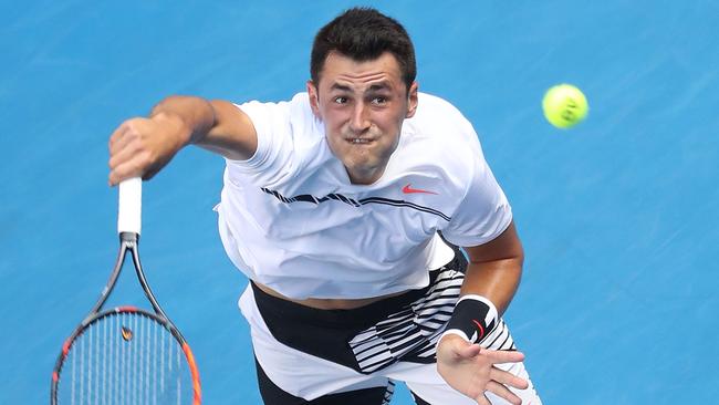 Bernard Tomic of Australia serves in his third round match against Daniel Evans of Great Britain on day five of the 2017 Australian Open at Melbourne Park this year. He has admitted he likes tennis but never loved it and his success has affected him emotionally and mentally as he strives to find balance in his life. (Photo by Scott Barbour/Getty Images)