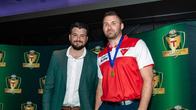 Head of AFL Tasmania Damian Gill with Colin Garland. Picture: Solstice Digital.