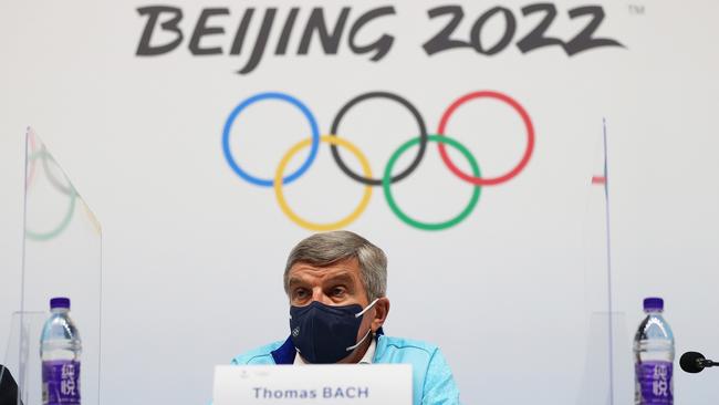 International Olympic Committee president Thomas Back speaks to the media in Beijing. Picture: Getty Images