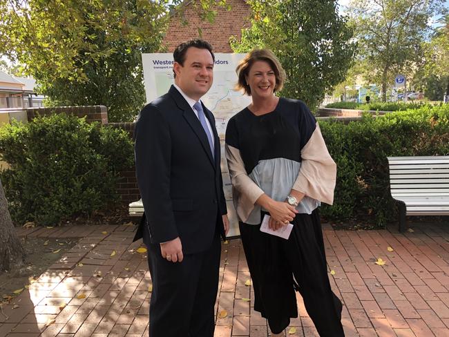 Minister for Western Sydney Stuart Ayres with Roads Minister Melinda Pavey announcing corridor preservation for the M9 and North-South Rail Link in St Marys this morning.