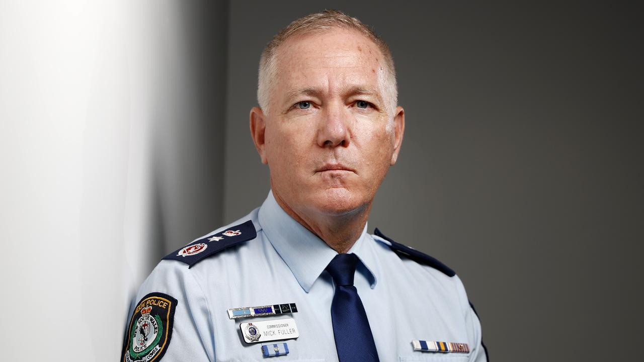 NSW Police Commissioner Michael Fuller pictured in his Sydney CBD office. Picture: Jonathan Ng