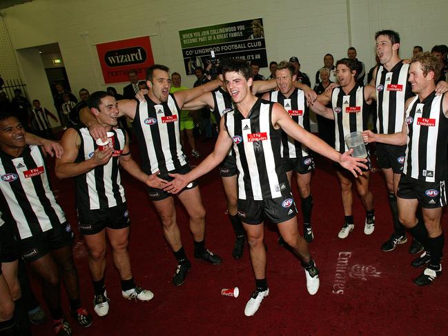 Collingwood v Brisbane Lions. MCG. Scott Pendlebury celebrates Collingwoods win.