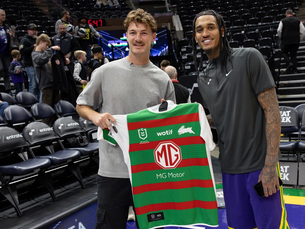 A picture of Campbell Graham with NBA player Jordan Clarkson. Credit: NRL Images.