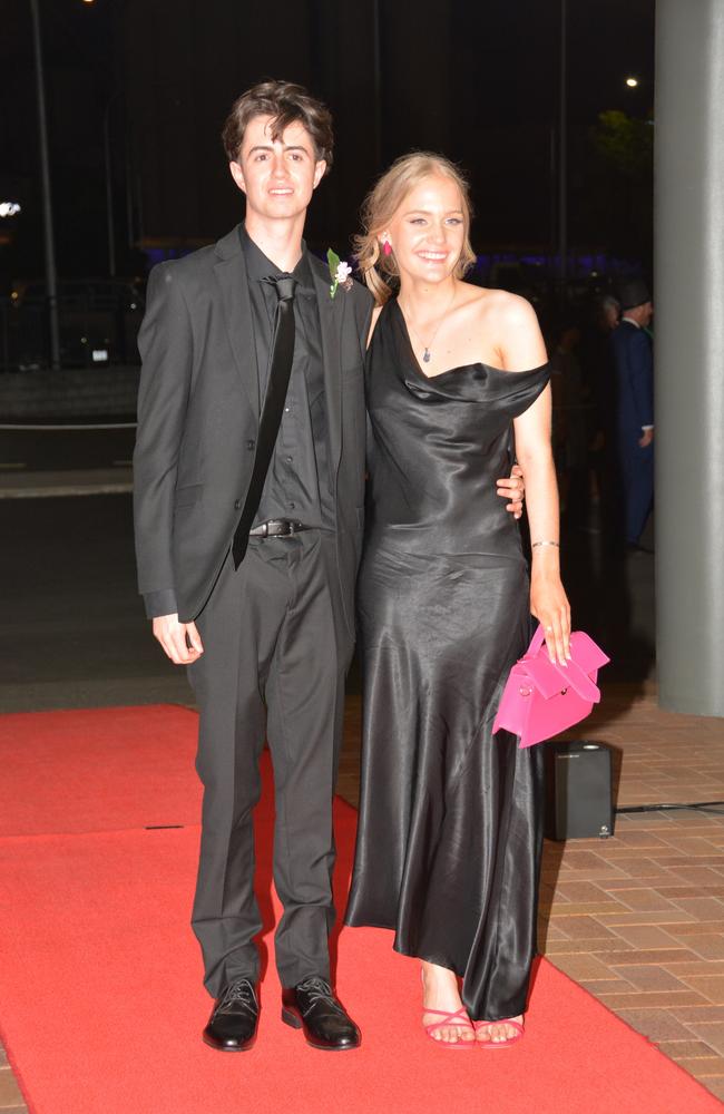 Toowoomba school formals. At the 2023 St Ursula's College formal is graduate Kiara Barrett with her partner. Picture: Rhylea Millar