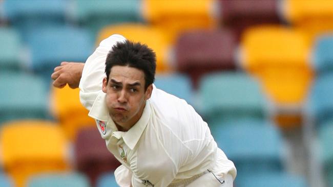 Australia's Mitchell Johnson bowling during Day 4 of the first test Australia vs Sri Lanka at the Gabba