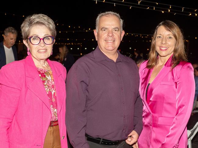 Cr Fran Mann, Cr Justin Englert and Cr Belinda Hassan at Dinner on the Runway for Mackay Hospital Foundation, Mackay Airport Friday 8 September 2023 Picture:Michaela Harlow