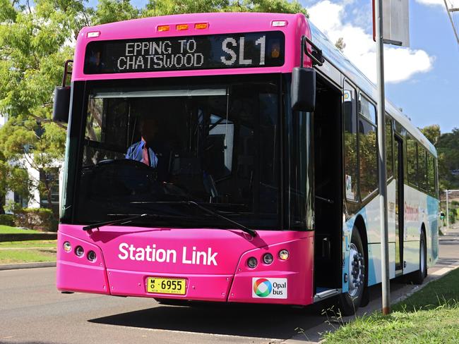 One of the Station Link buses which will replace trains during the Epping to Chatswood rail shutdown.