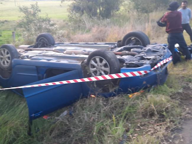 A car has rolled on the Clarence Way south of Bonalbo. Picture: Tony Leggo