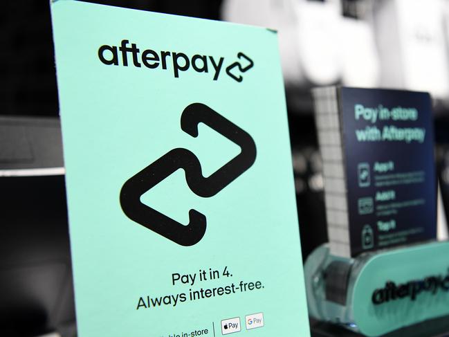 SYDNEY, AUSTRALIA - NewsWire Photos APRIL, 24, 2021: An Afterpay sign is seen in a shop in Sydney. Picture: NCA NewsWire/Bianca De Marchi