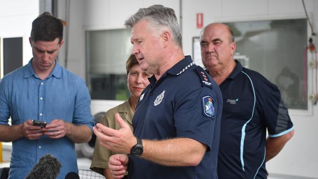 North Queensland Police Service Inspector Paul James. Photographs from a news conference at the Ingham Fire Station in flood-struck Eleanor St, Hinchinbrook, North Queensland. Picture: Cameron Bates