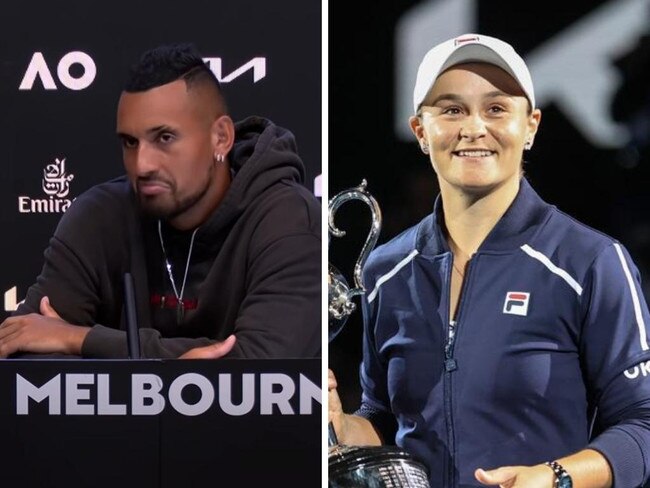 Nick Kyrgios and Ash Barty. Photo: David Caird, YouTube, Australian Open TV.