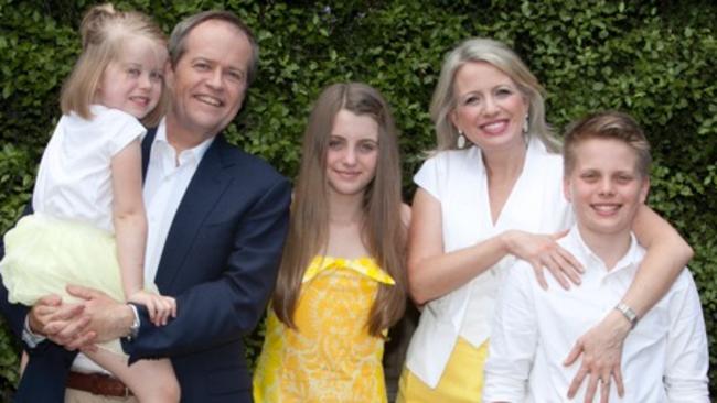 Chloe and Bill Shorten with Clementine, Georgette and Rupert.