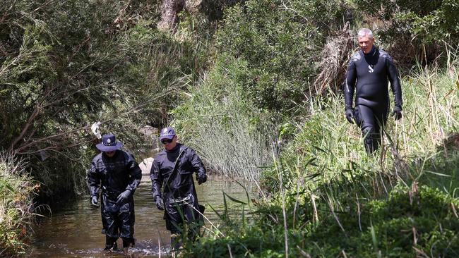 Search and Rescue Police search the Darebin Creek in Heidelberg for Ms Zhang. Picture: Ian Currie