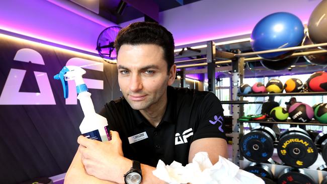 Anytime Fitness Newmarket manager Hisem Hagras says additional measures are being taken to minimise the spread of coronavirus. Picture: Steve Pohlner