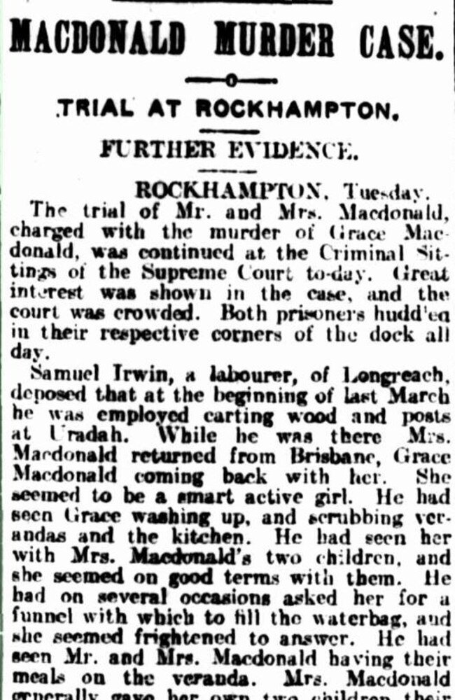 From the archives ... an extract from the Brisbane Courier, which covered the case.