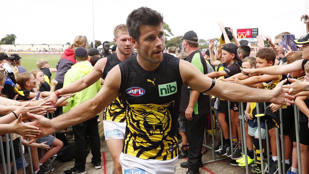 Trent Cotchin after the Tigers’ AAMI Series clash with the Hawks. Picture: Dylan Burns/AFL Photos