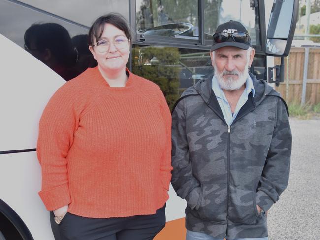 Two of the many faces behind and in front of Gatton Bus Service's viral TikTok, administrator Madellyn and bus driver Dave. Photo: Gatton Star