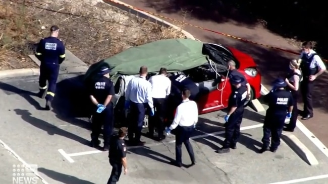 Three people have been found dead in the car at John Graham Reserve Coogee, Perth. Picture: Nine News