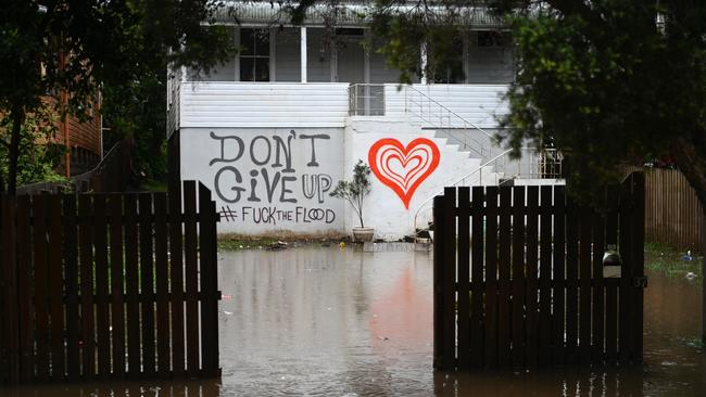 Floodwater surround a house on March 29, 2022 in Lismore. (Photo by Dan Peled/Getty Images)