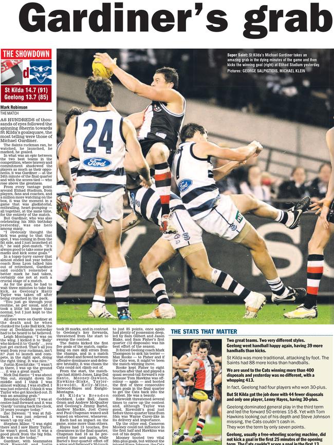 How the Herald Sun covered the 2009 epic.