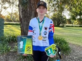 Mackay and District BMX's Dylan Secher celebrating his win. Picture: Supplied.