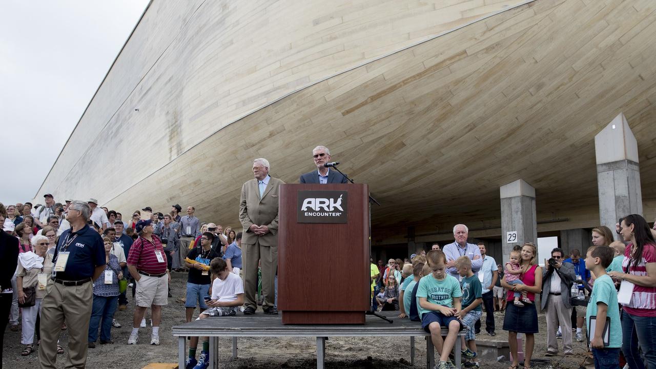 Ken Ham speaks at a ribbon-cutting for Ark Encounter on July 5, 2016. Picture: Aaron P. Bernstein/Getty Images/AFP