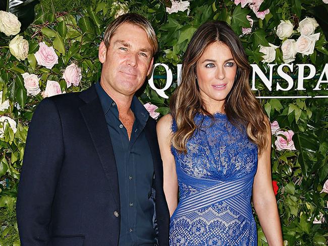 Shane Warne and Elizabeth Hurley pictured together in Sydney in 2013. Picture: Getty