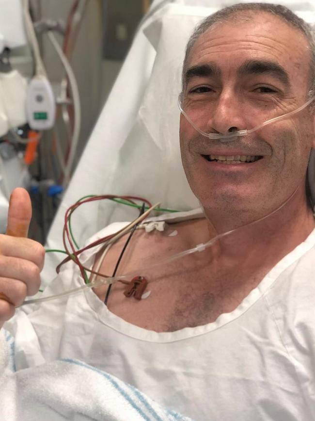 Greg Page recovers in a Sydney hospital bed. Picture: Twitter