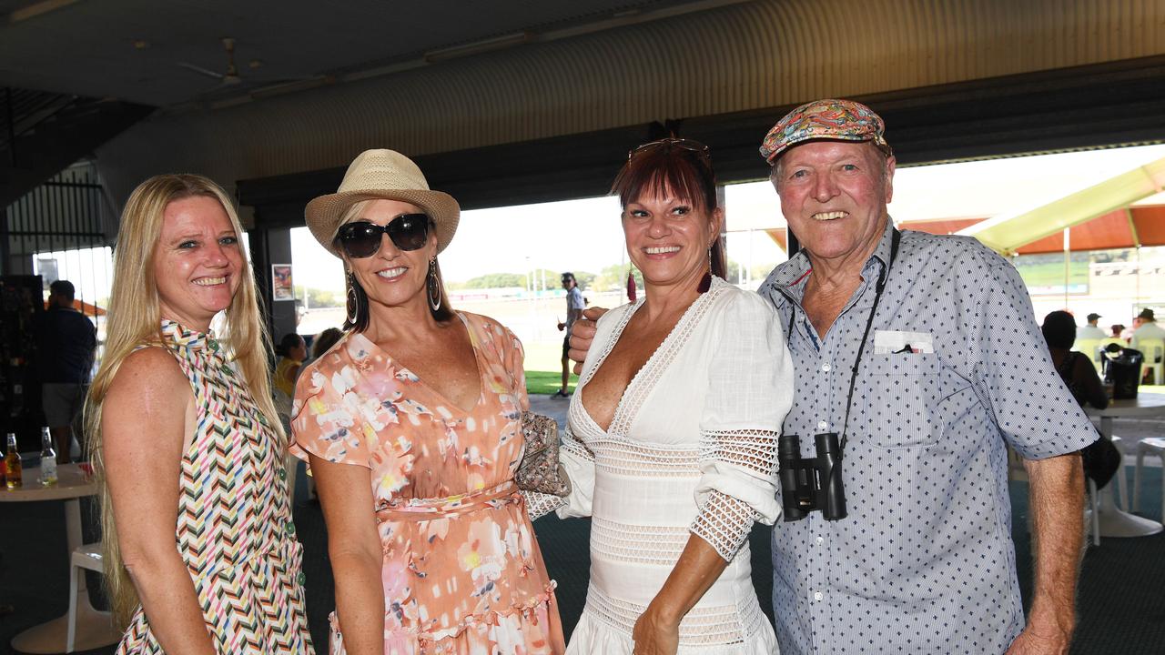 Samantha Surr, Sue McMillan, Jenny Munro and Doug McMillan at the Darwin Turf Club Bridge Toyota Ladies' Day / Derby Day. Picture: KATRINA BRIDGEFORD