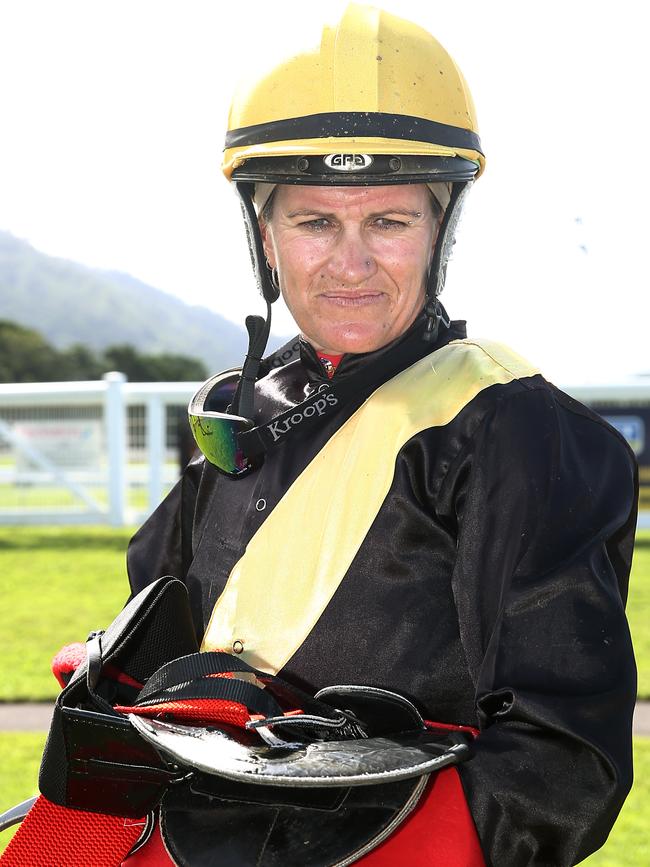 Jockey Bonnie Thomson wins Race 5 at Cannon Park, riding Barwon. The general public are not permitted to attend horse races due to the government restrictions in place to reduce the spread of coronavirus. PICTURE: BRENDAN RADKE