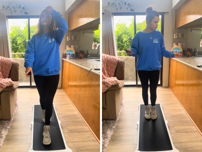 A walking pad is a great way of getting your steps up while working from home. Picture: YouTube/@WalkingPad