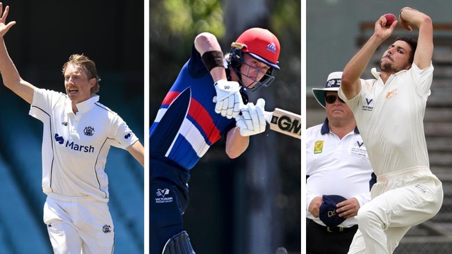 Left to right: David Moody (Melbourne), Dylan Brasher (Footscray) and Matt Fotia (Ringwood)