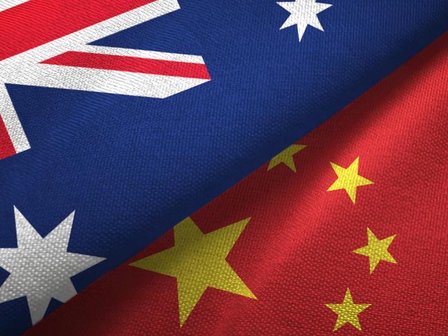 China and Australia flag together realtions textile cloth fabric texture